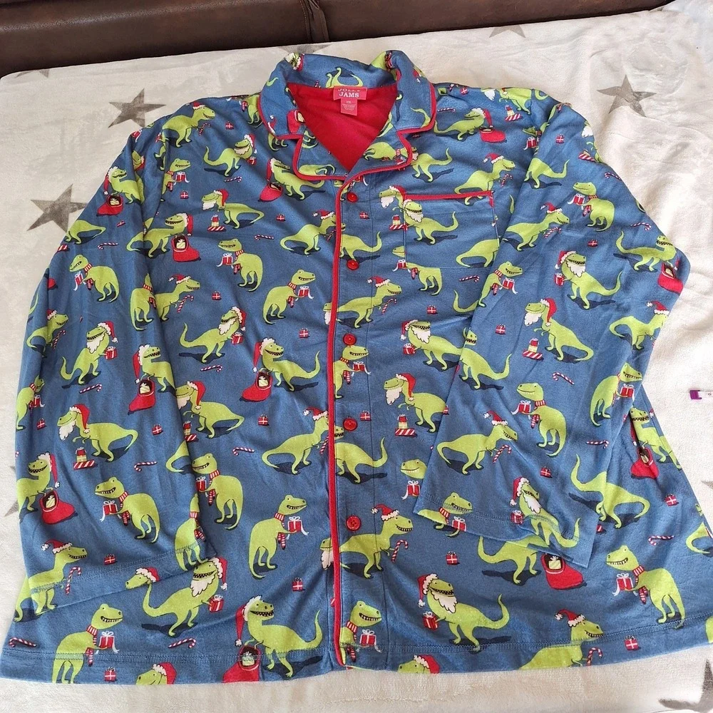 Jolly Jams TREX Dinosaur Christmas Pajama Set Mens‎ XXL Shirt Pants Holiday